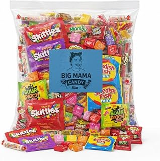 Big Mama Halloween Candy Bulk Bag Assorted Individually Wrapped 2 lb | Individually wrapped chewy, fruity and hard pieces for pinatas, goodie bags and party favors