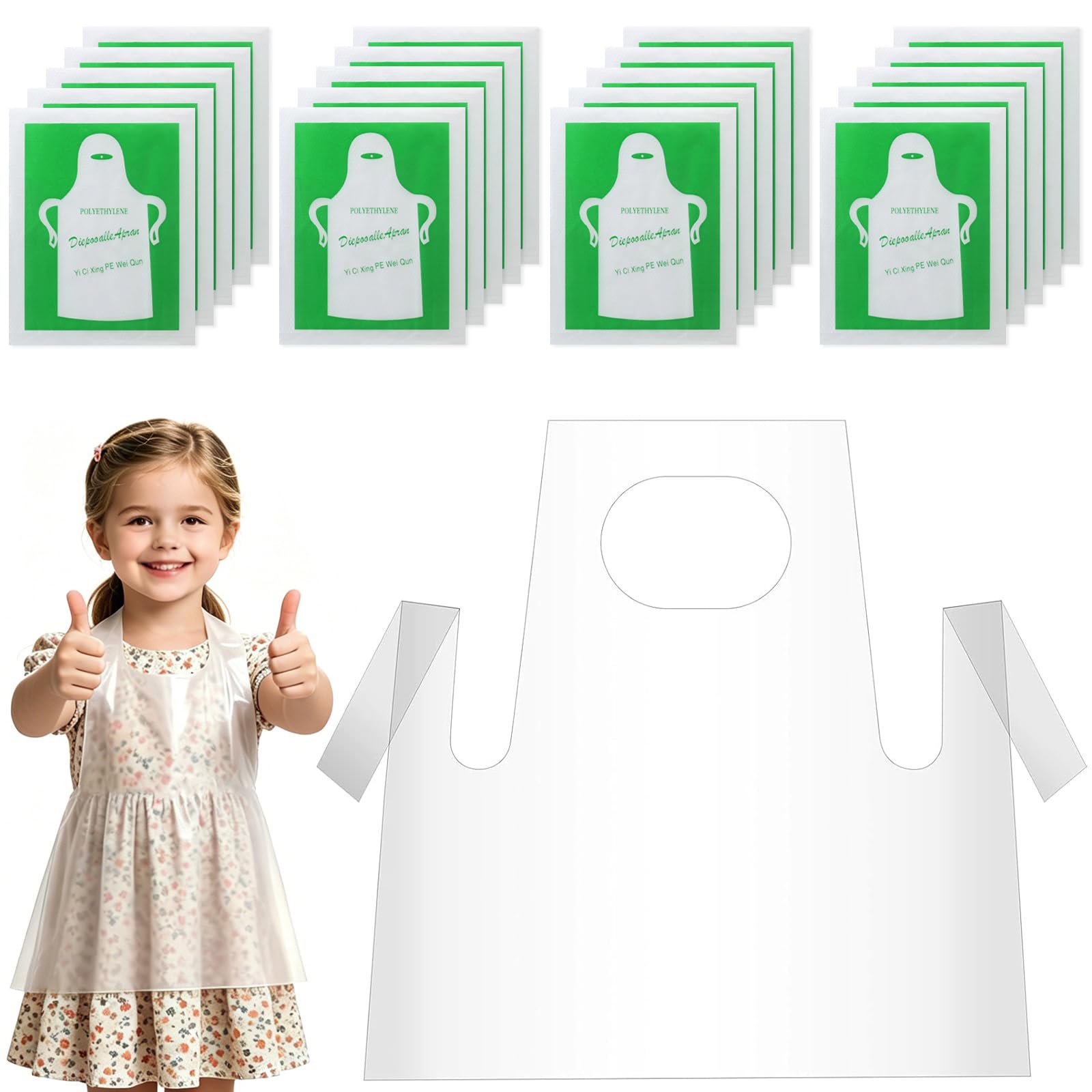 Elisel Disposable Aprons for Kids Painting - Clear Plastic Smocks Kids Art Dispo