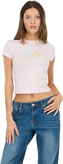 Forever 21 Women's Tee with Patch Details Casual Graphic