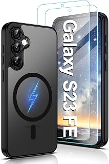 Pilaru Magnetic Case for Samsung S23 FE [Compatible with MagSafe] 2 Screen Protector | Anti-Yellowing and Fingerprints, Shockproof, Skin-Friendly, Translucent Matte for