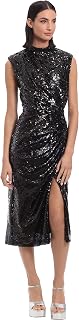 Donna Morgan Dress, Sequin, Mock Neck, Midi Dress With Slit, Women's