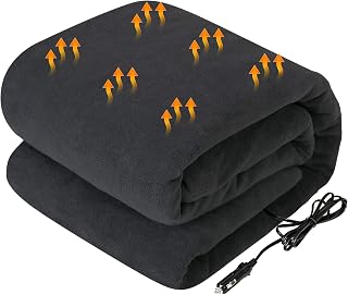 Westinghouse Heated Car Blanket, Charcoal, 59" x 43” | 12-Volt Electric Blanket for Car, Truck, SUV, RV, Portable Heated Throw for Camping