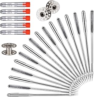 Sewing Machine Needles 50 PCS HAX1 Universal 5 Sizes Compatible with Singer | Compatible with Singer, Brother, Janome & Varmax. Sizes: 65/9, 75/11, 90/14, 100/16, 110/18. Universal, Smooth Stitching