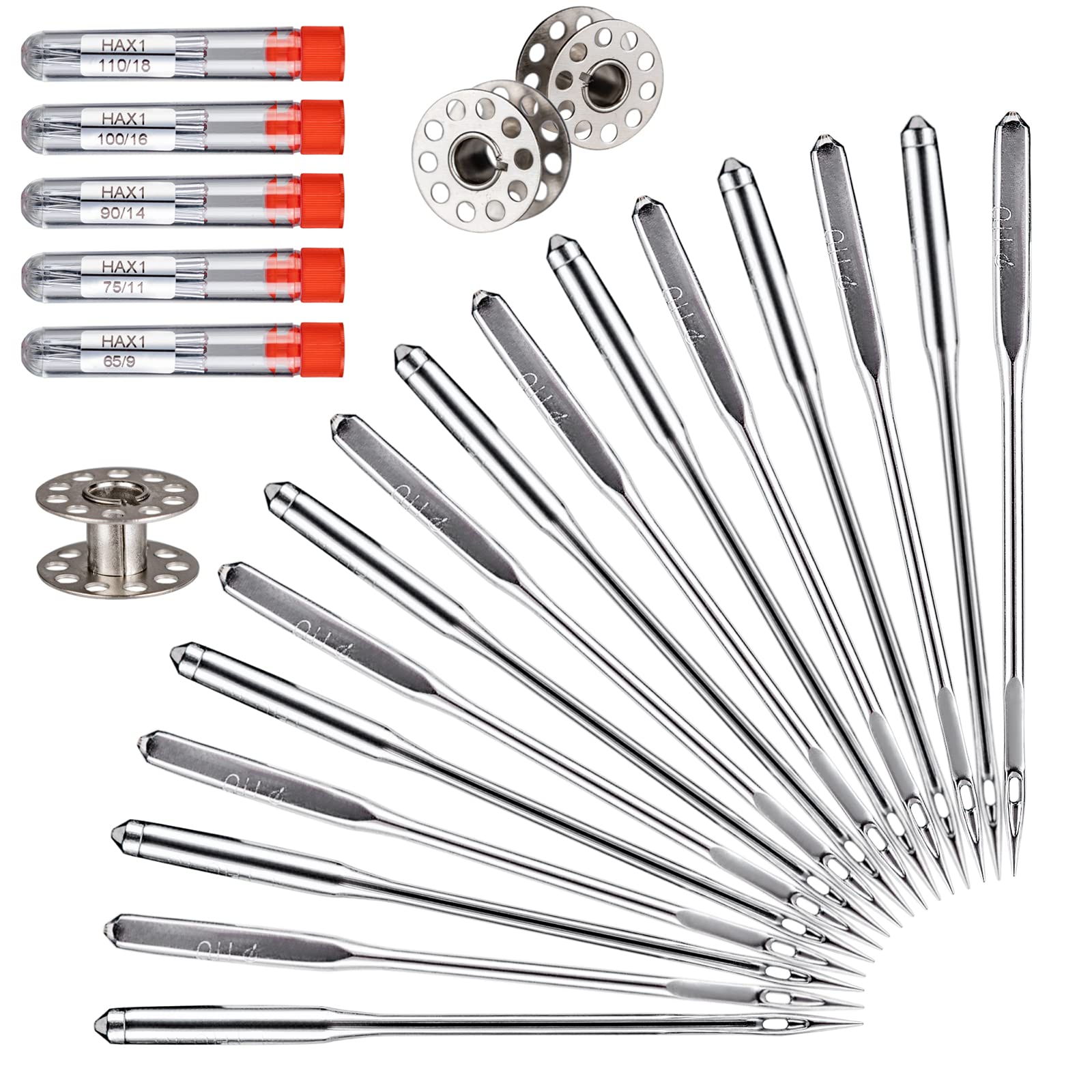 Sewing Machine Needles 50 PCS HAX1 Universal 5 Sizes Compatible with Singer | Co