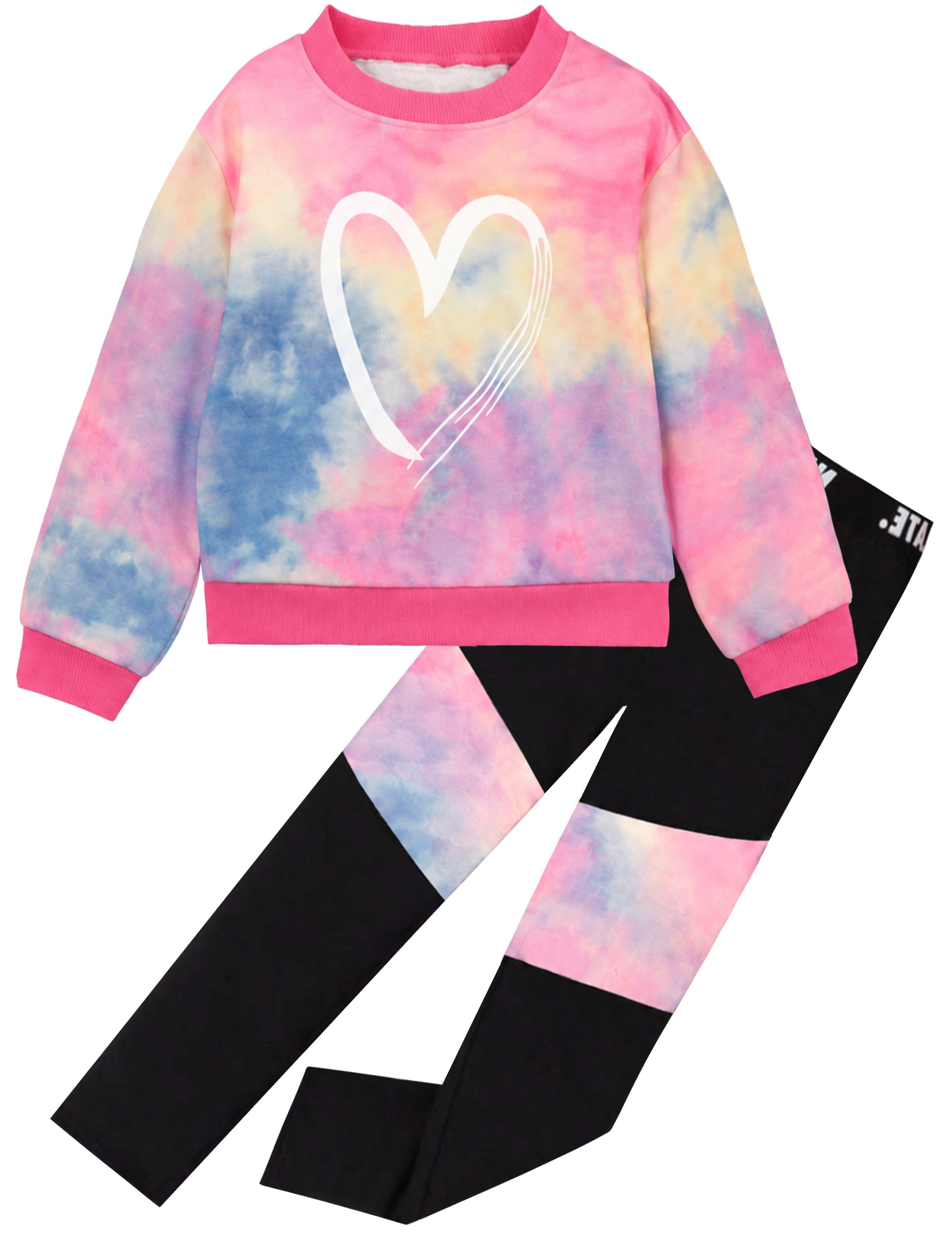 Girls 2 Piece Outfits Kids Clothes Sets Sweatsuit Tracksuit Jogger Print Long Sl