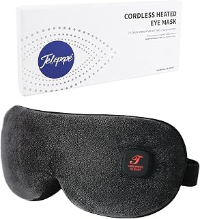 Heated Eye Mask, Warm Eye Compress, Cordless Heated Eye Mask for Dry Eyes, Blepharitis, Light Blocking Eye Mask Heat, 1000mAh Rechargeable Battery and Washable Cover(Black)