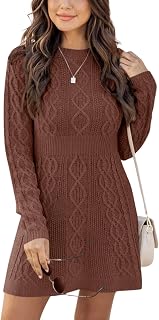 Ebifin Women's Elegant Round Neck Tunic Dress Winter A-Line Dress