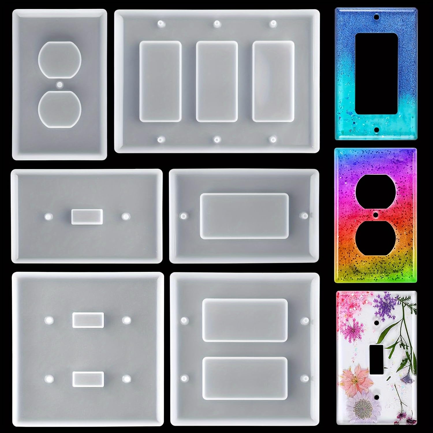 6 Pack Silicone Resin Moulds for Light Switches Standard Wall Plate DIY Home Dec