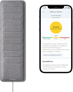 Withings Sleep Analyzer Sleep Sensor with Clinically Validated Sleep Apnea Detection, Grey, Pack of 1