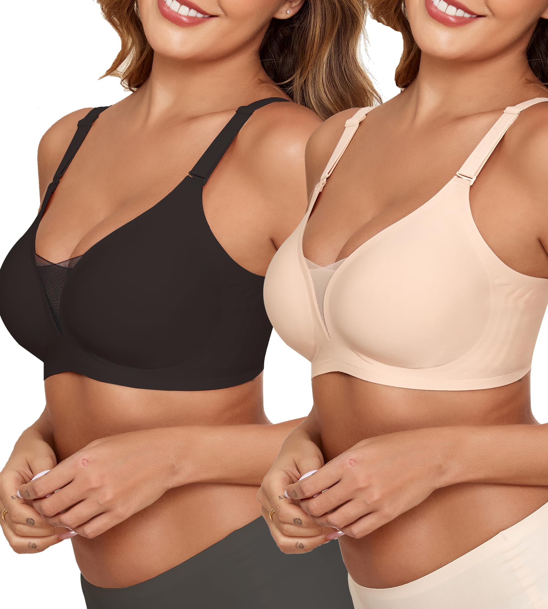 COOL CUTE Jelly Bras for Women No Underwire Sexy V-Neck Mesh Comfy Wireless Bral