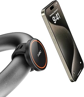 A2C Fitness Phone Mount for MagSafe, 17 N54 Strong Magnet, Adjustable Strap | 3-in-1 Mount - Magnetic Gym Mount, Adhesive Mount, Handlebar Mount for Stroller, Golf Cart, Treadmill, Peloton Exercise Bike