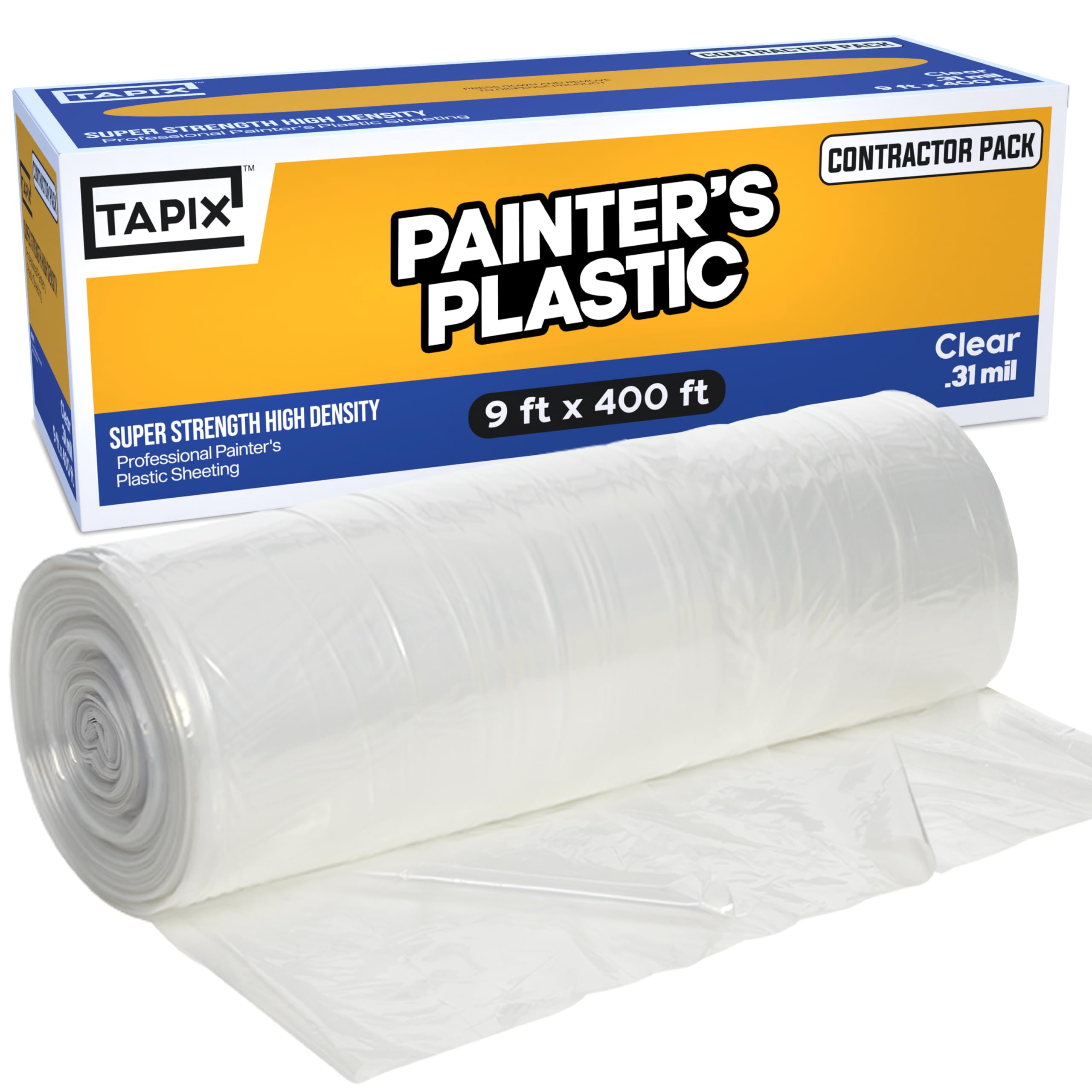 Painter's Plastic Film 9' x 400', High Density Plastic Sheeting Roll | Painter's