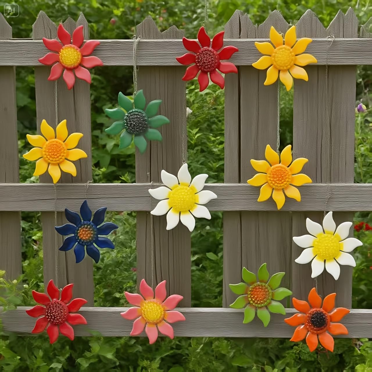 8 Metal Floral Wall Decors, Rustic Wall Art, Hanging Floral Ornament for Veranda