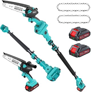 Pole Saws for Tree Trimming, 6" Brushless Mini Chainsaw with Extension Pole | 1000W Brushless Motor, 2pcs 2000mAh Batteries, Electric Hand Held Chain Saw & Pole Pruner for Trimming Tree Limbs