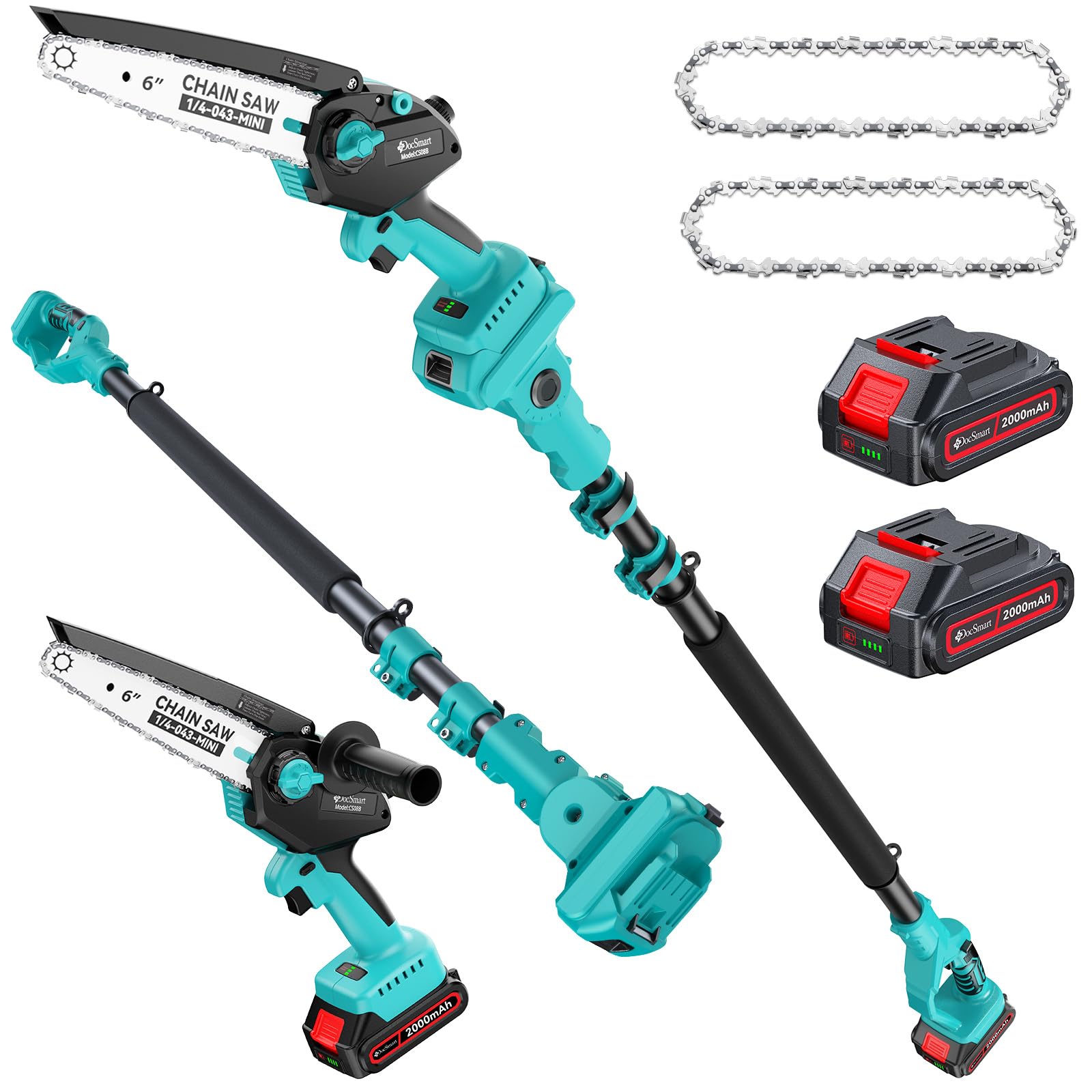 Pole Saws for Tree Trimming, 6" Brushless Mini Chainsaw with Extension Pole | 10