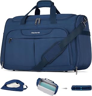 Hanke Carry On Luggage Bags for Travel, Large Foldable Duffle Bag, Softside Lightweight Travel Bag Carry On Bags for Airplanes Women, Tote Bags for Women Men.(Blue)