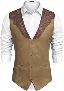 COOFANDY Men's Men's Suede Leather Vest down
