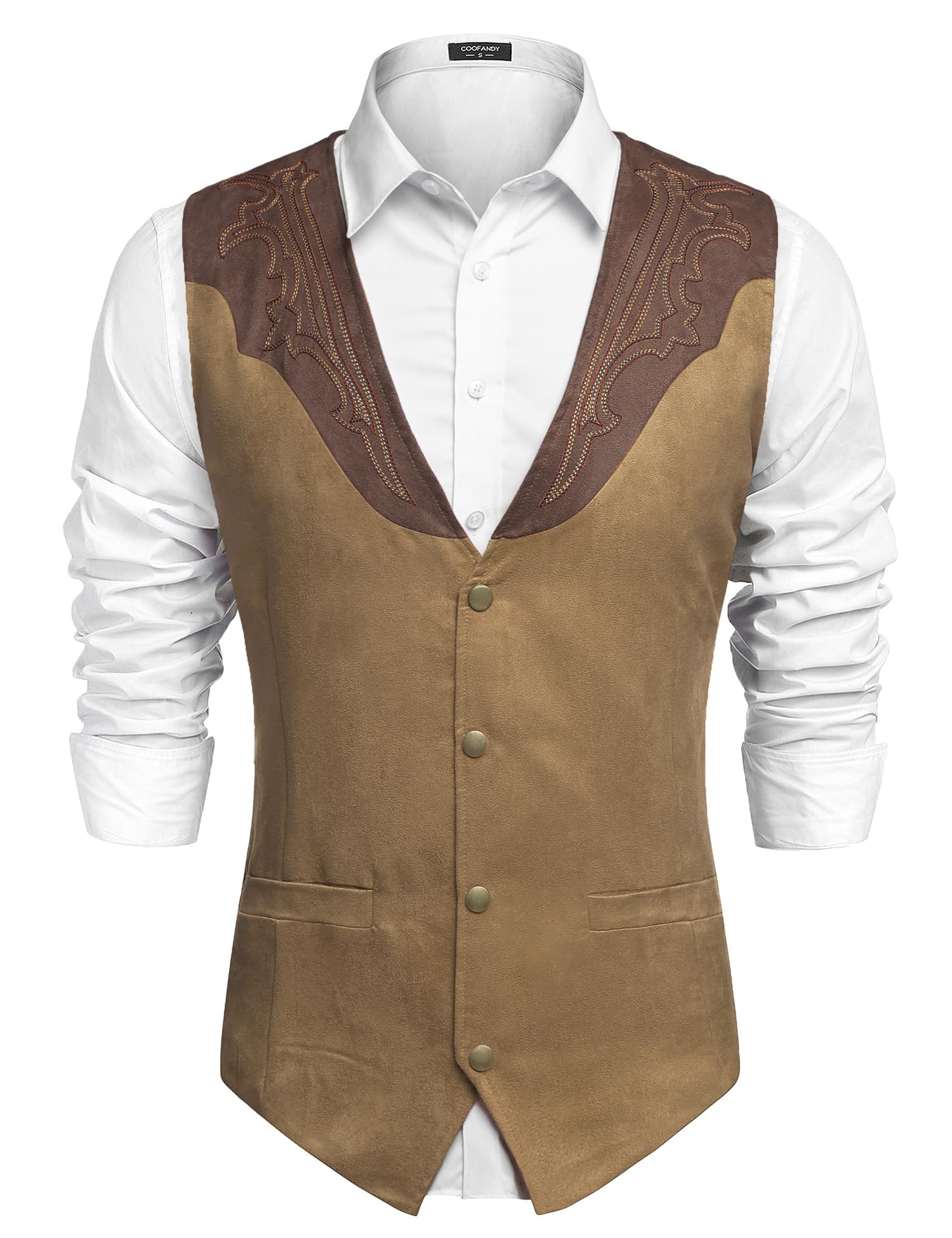 COOFANDY Men's Men's Suede Leather Vest down