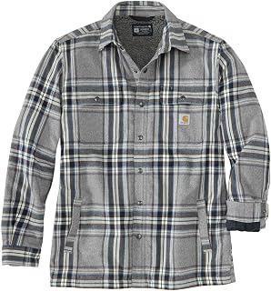 Carhartt Relaxed Fit Heavyweight Flannel Sherpa-Lined Shirt Jac Button Down Shirt (Pack of 1)