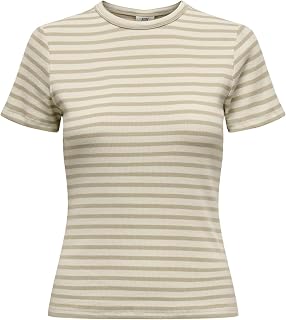 JDY JDYSOLAR Women's Basic Striped T-Shirt Round Neck Fashion Top