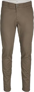 Jack & Jones Chino Trousers, Slim Leg and Fly, Hook and Eye Closure with Zip, Flap