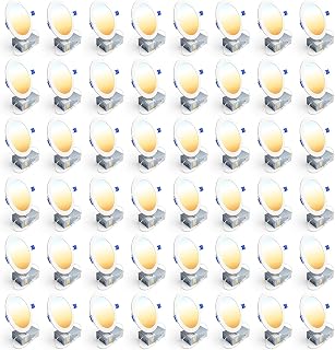 Ensenior 48 Pack 6 Inch LED Recessed Light, 5CCT Dimmable Canless Wafer | 2700K-5000K Selectable, 5%-100% Dimmable, 1200LM 12W 120V, IC & Damp Rated, ETL & FCC & UL Certified, 50000h Life Span