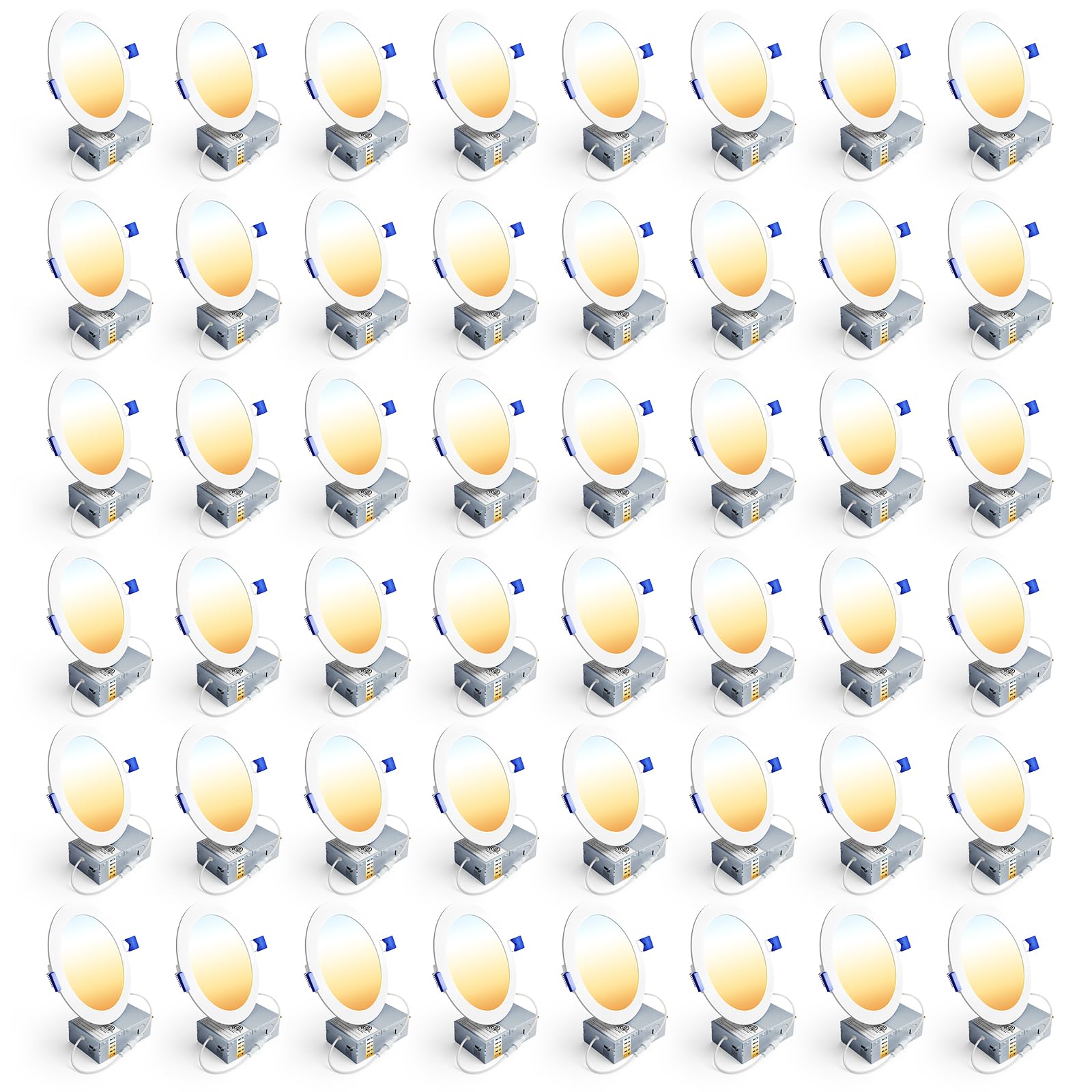 Ensenior 48 Pack 6 Inch LED Recessed Light, 5CCT Dimmable Canless Wafer | 2700K-