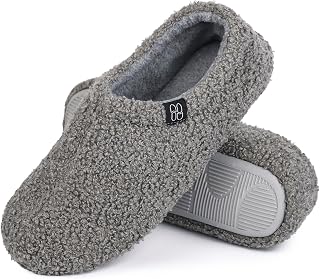 HomeTop Women's Curly Fur Slippers Loafer Memory Foam Polar Fleece Lining