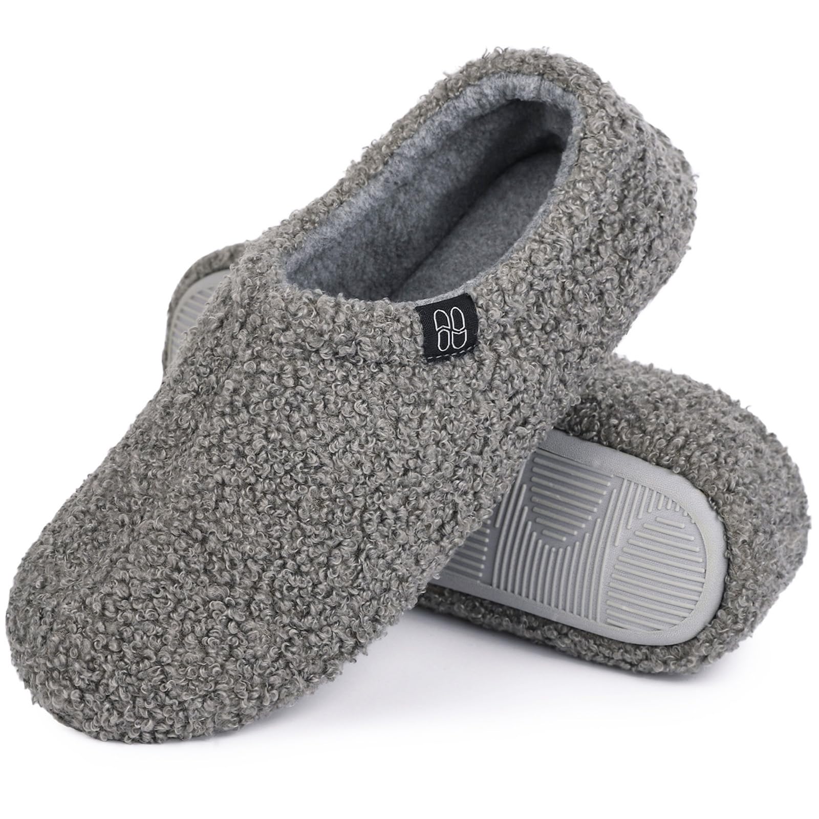 HomeTop Women's Curly Fur Slippers Loafer Memory Foam Polar Fleece Lining