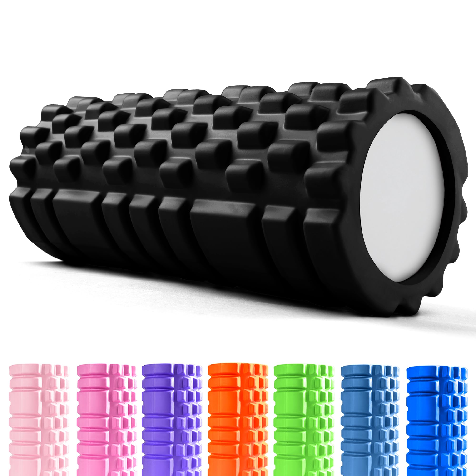unycos EVA Foam Roller for Muscle Massage, 13 x 14 cm, Black | Roller for Legs, 