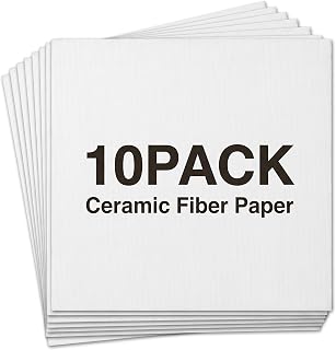 Ceramic Fiber Paper 10 Sheets 12"x12" 0.2" Thick | High Temperature Insulation, Fireproof Gasket Sheet, For Kiln Furnace Glass Fusing, For Stove Boiler