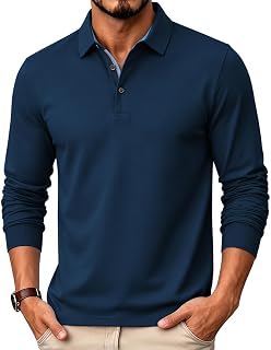 zitysport Polo Shirts Men Long Sleeve Breathable Quick Dry Long Sleeve Men Summer Paw T Shirts for Men Casual Sport Shirt Basic Regular Fit Golf Polo Shirt