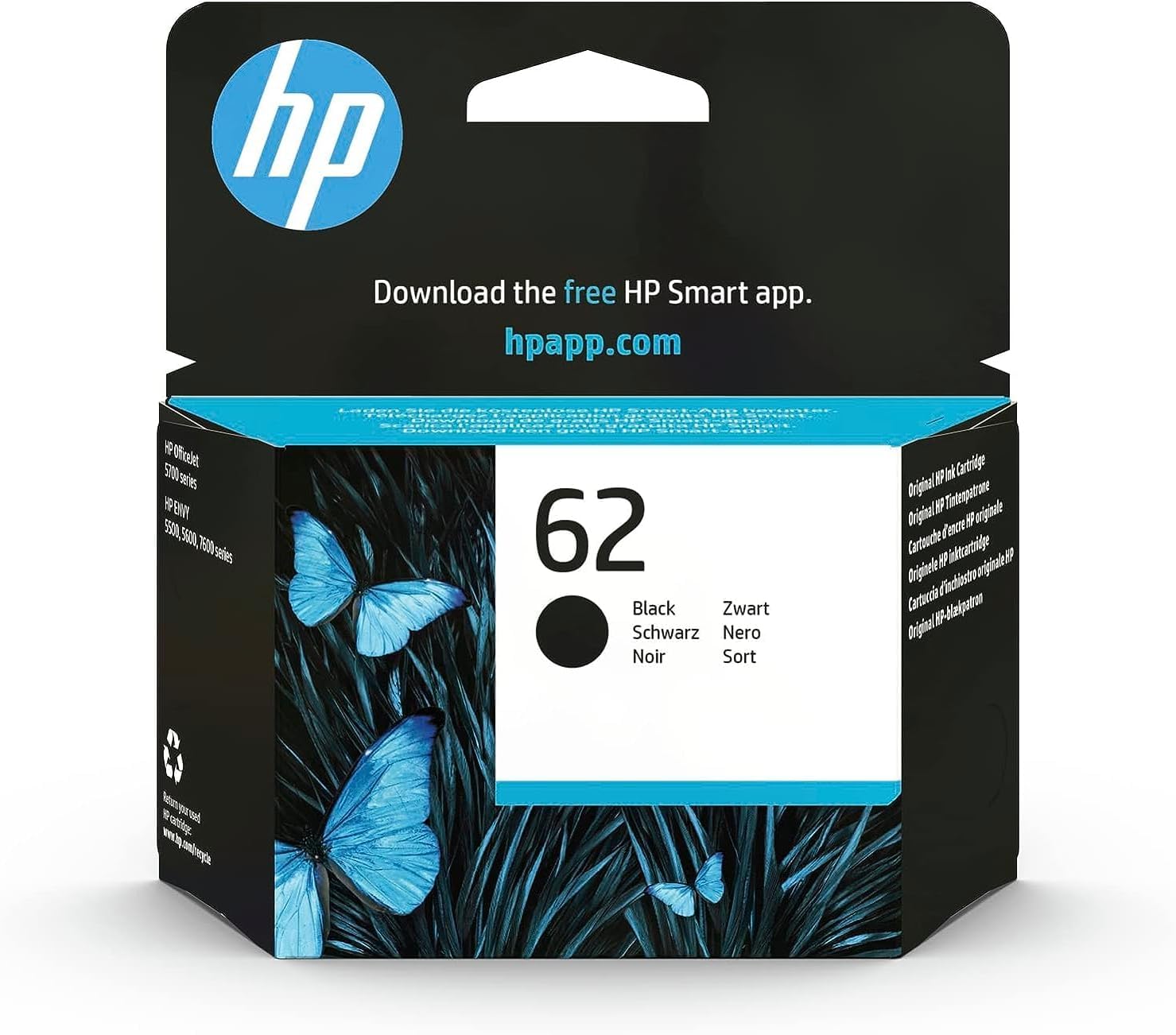 HP 62 Black and Three Colour Ink Cartridges - Pack of 2 Original Ink Cartridges 
