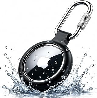 LandForce AirTag Holder Keychain, Waterproof Air Tag Case with Professional Carabiner, 304 Stainless Steel Lock, TPU Protective Cover for Apple AirTag 1st & 2nd Gen for Keys, Luggage, Pet Collar