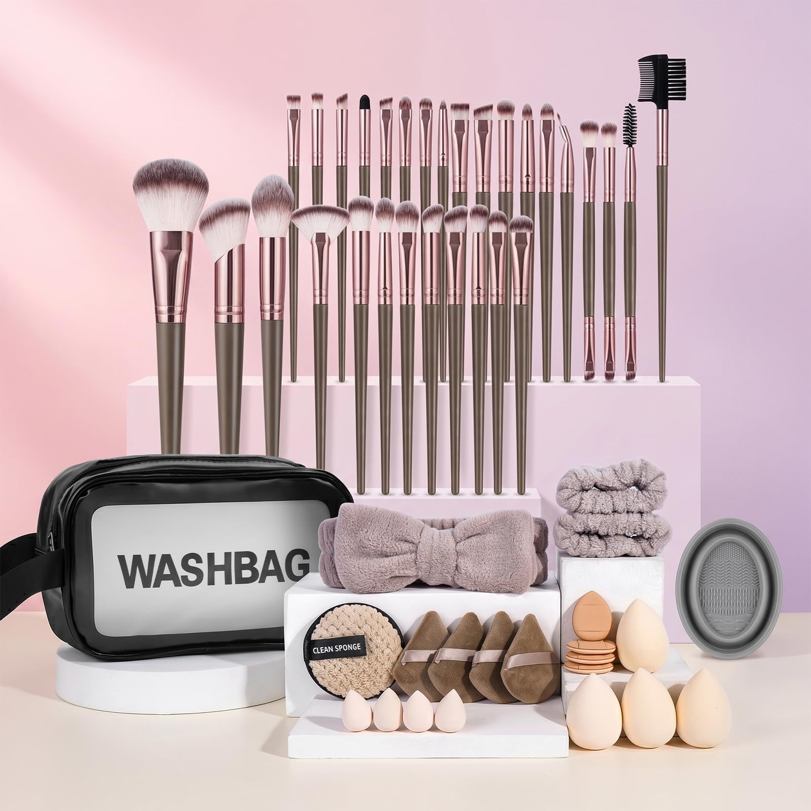 52 Pcs Makeup Brushes Set Travel Makeup Brushes Set with Toiletry Bag and Makeup