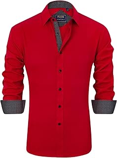 J.VER Camicia da uomo casual a maniche lunghe elasticizzata, senza pieghe, vestibilità regolare, con bottoni
