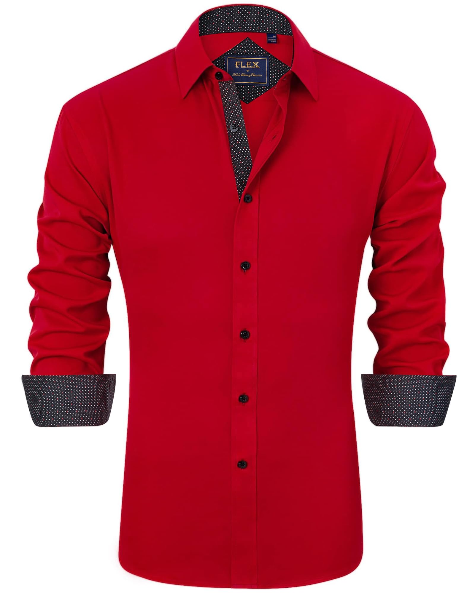 J.VER Camicia da uomo casual a maniche lunghe elasticizzata, senza pieghe, vesti