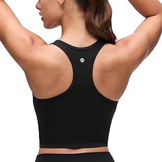 CRZ YOGA Butterluxe U Neck Crop Tank Tops | Built in Bra, Light Support, Removable Pads, Yoga, Extremely Soft, Racerback, Longline Sports Bras for Women