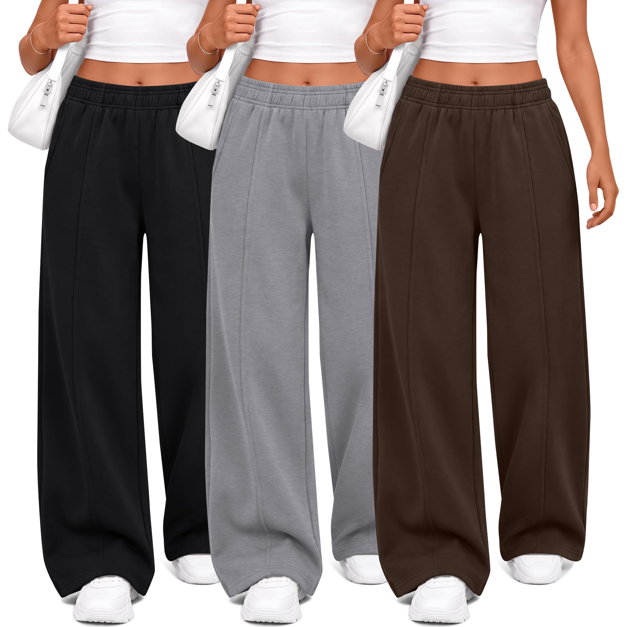3 Pack Girls Wide Leg Sweatpants Baggy Pants 5-14Y