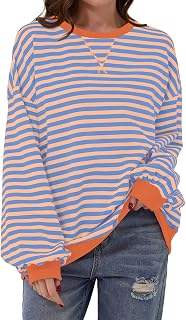 DUOEASE Y2K Women's Oversized Sweatshirt Elegant Striped Long Sleeve Top