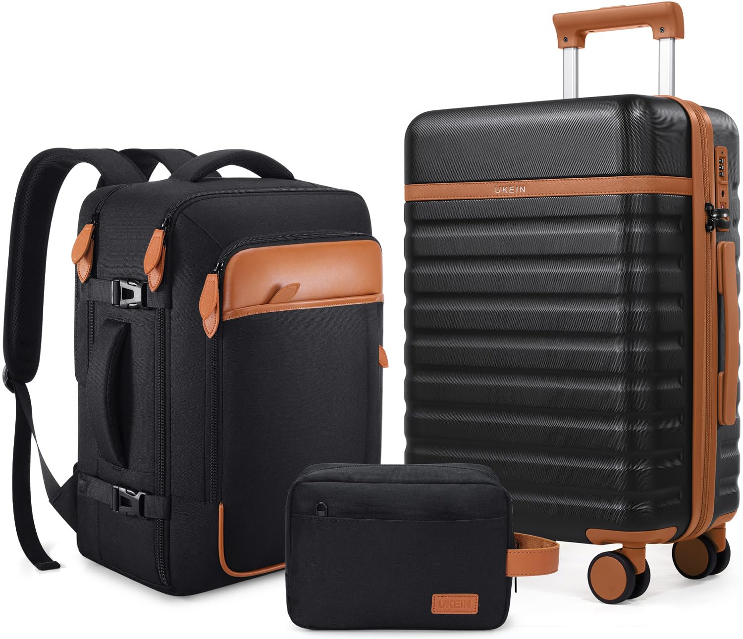 UKEIN Luggage Sets 3Piece, Carry On Luggage 20in Suitcase Set With Backpack | Ca