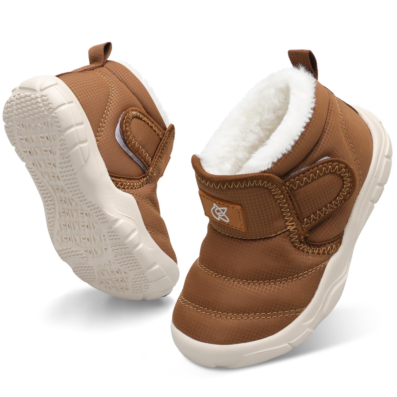 JIASUQI Baby Boys Girls Winter Warm Fluffy Snow Boots with Faux Fur Lining