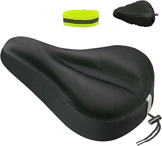 Geronmine Gel Bike Seat Cover Padded Bicycle Saddle Covers for Women & Men, Most Comfortable Exercise Bike Seat Cushion Cover, Soft for Spin Indoor Outdoor Cycling Class Mountain Stationary Bikes