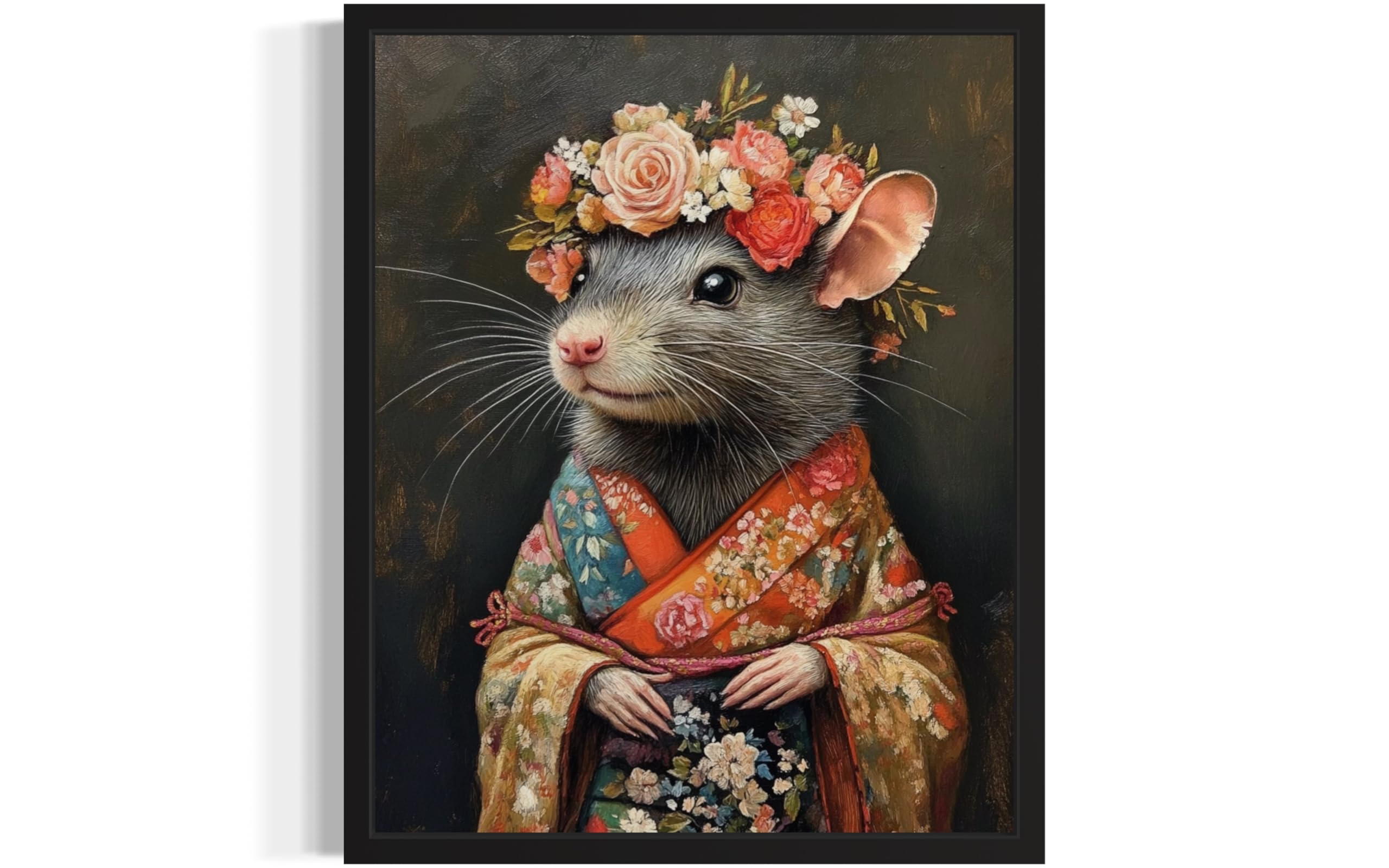 Rat Framed Wall Art Print Poster, Kimono Bathroom Dressing Room Decor Posters Pr