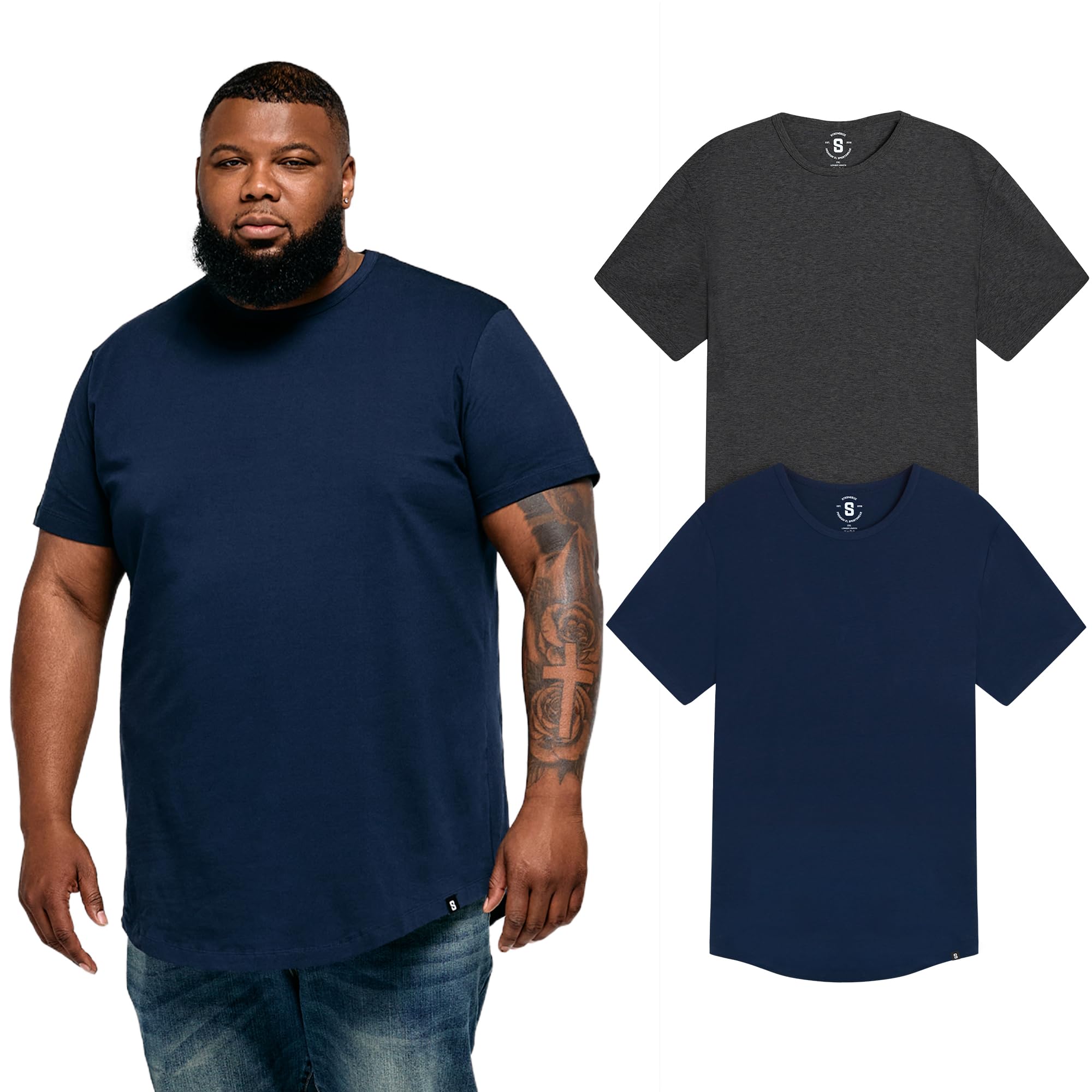 STRONGSIZE Men's Big and Tall Shirts - Stretch T-Shirt for Casual Wear