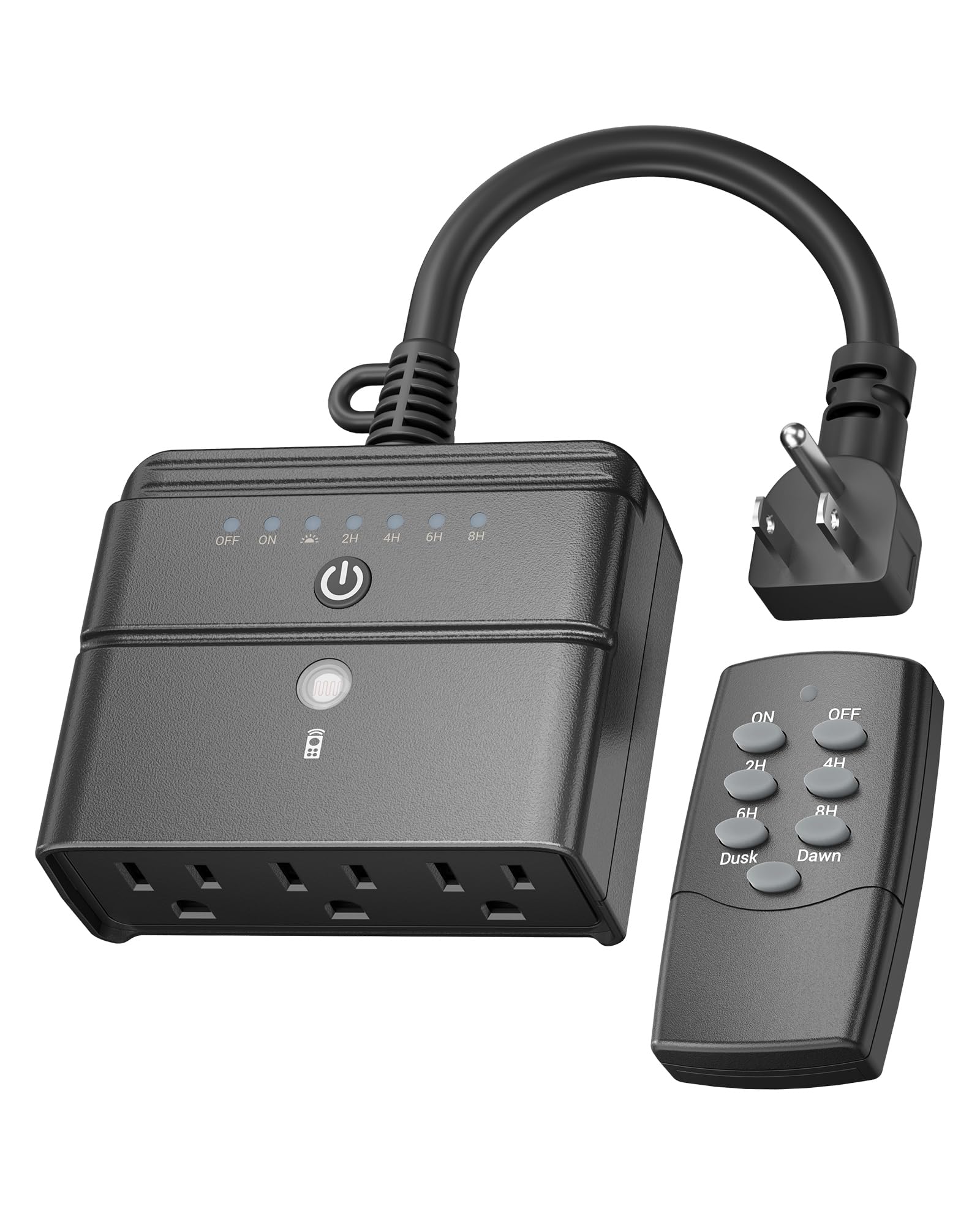 BN-LINK Outdoor Timer for Lights, 100FT Remote Control | 3 Outlets, Weatherproof