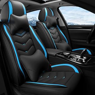 Car Seat Covers Fit for Ford Maverick 2000-2026, Stylish Sport Seat Covers, Waterproof Wear-Resistant Premium Nappa Leather Car Seat Cover.(2 Pcs Front with Pillow/Black Blue)