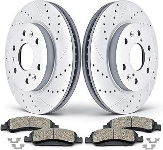 Acinoparts Front Brake Kit Drilled and Slotted Rotors Ceramic brake Pads | Fit for CHEVY Avalanche Silverado 1500 Express Suburban Tahoe Cadillac Escalade ESV EXT GMC Sierra Savana Yukon Yukon XL