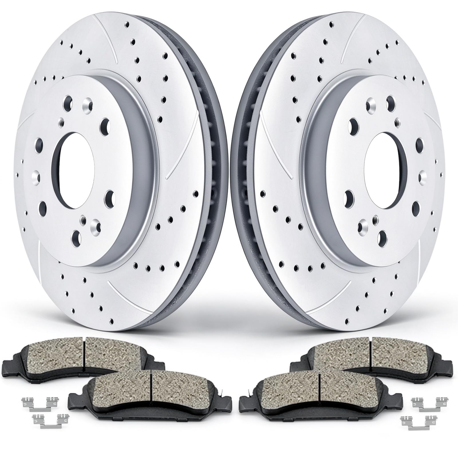 Acinoparts Front Brake Kit Drilled and Slotted Rotors Ceramic brake Pads | Fit f