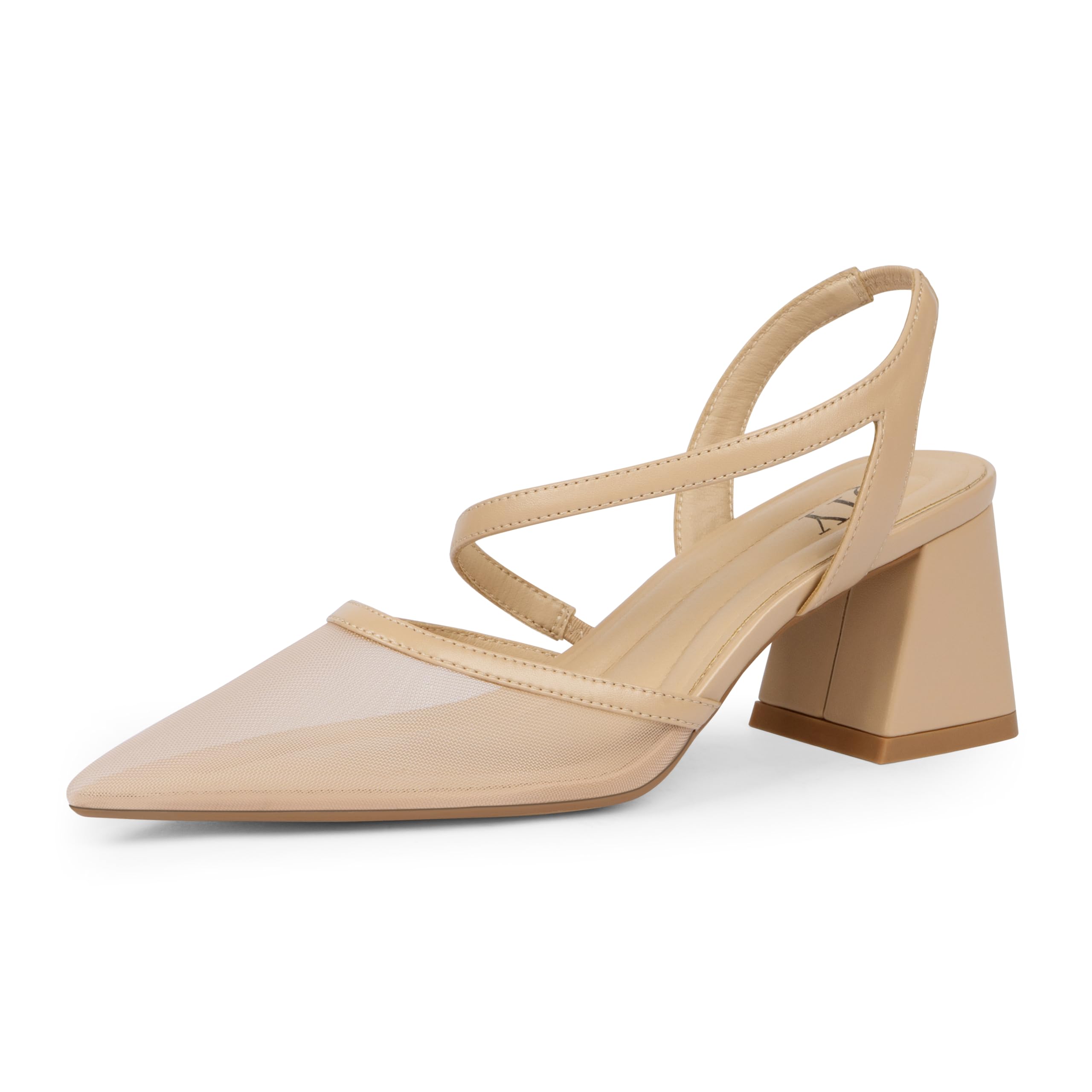 QIY Geschlossene spitze Zehenabsätze für Damen, Slingback, klobiger